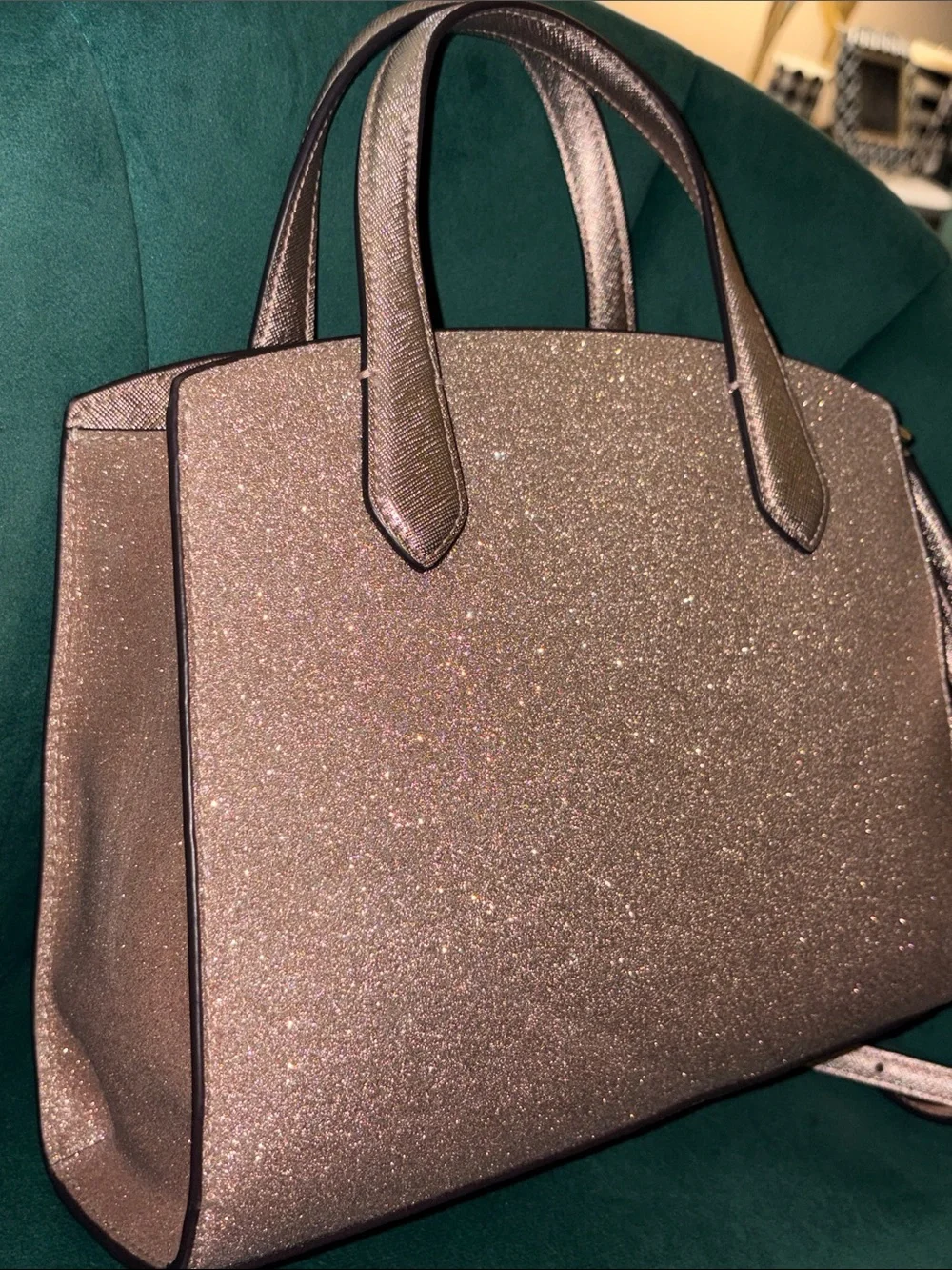 Kate Spade Metallic Glitter Satchel with Crossbody Strap LIKE NEW CONDITION